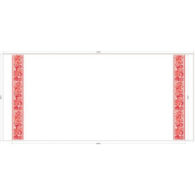 Скатерть ПВД белая с красной каймой 110*180см 5шт в рулоне СКТ23410 (25)