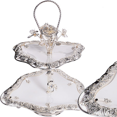 МВ Хром Конфетница мет. 2-х ярусн. МВ 35х34,5х42 см./4/